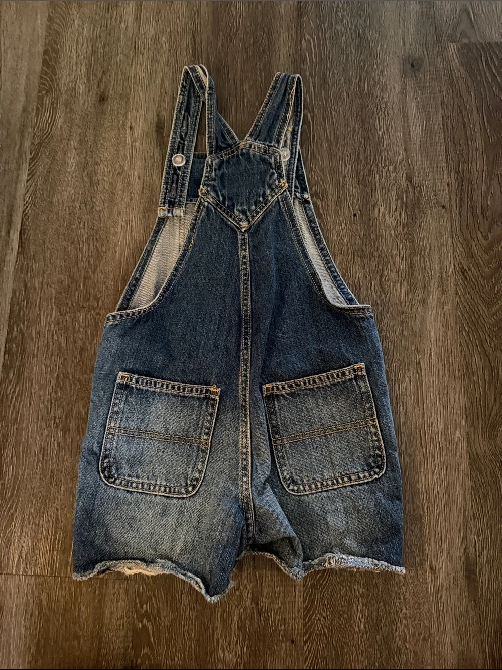 Girls Dark Blue Denim Short Overalls